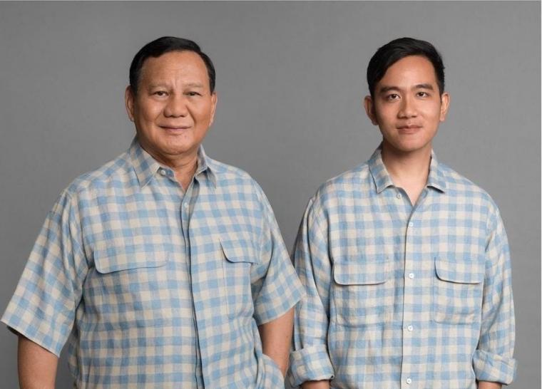 Pasangan nomor urut 2, Prabowo Subianto dan Gibran Rakabuming Raka (Instagram/@prabowo)