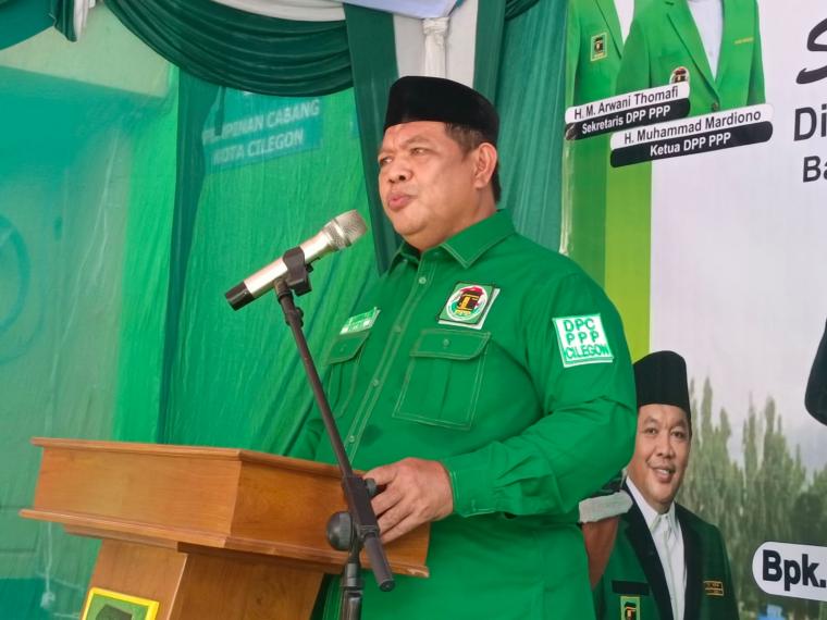 Ketua DPC PPP Kota Cilegon, Sahruji saat menyampaikan sambutan. (Foto: TitikNOL)