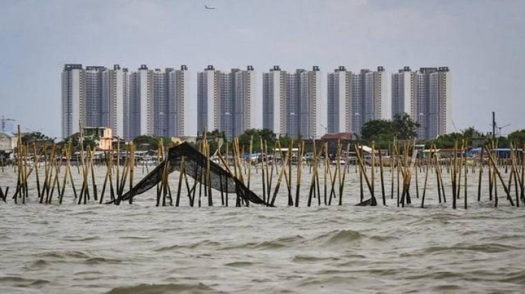 Pagar laut di wilayah utara Tangerang. (Dok: Tirto)