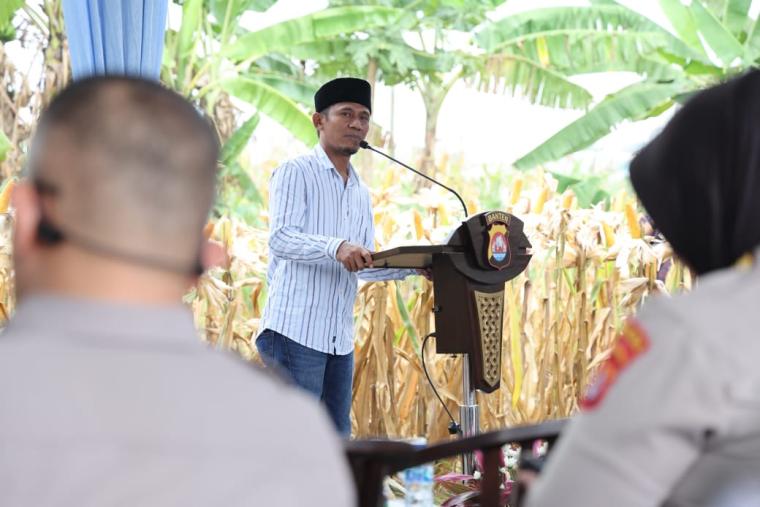 Ketua Gapoktan Ranjeng Berkah Sapta saat memberikan sambutan