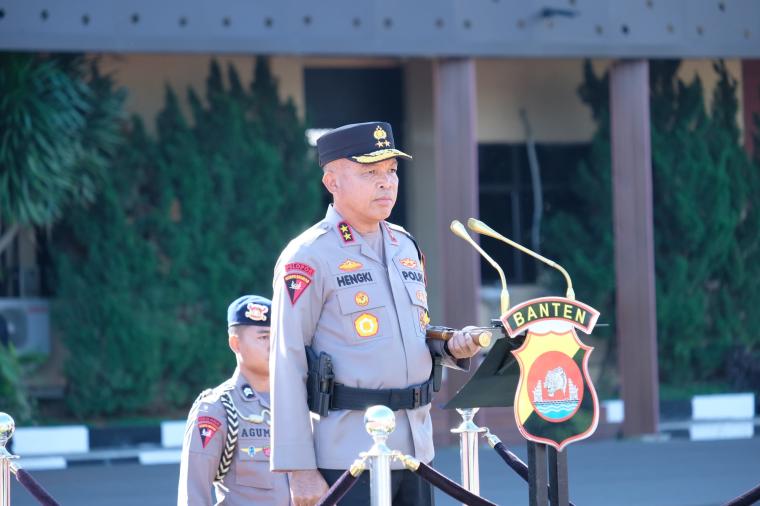 Kapolda Banten Irjen Pol Hengki saat pimpin apel operasi zebra maung 2025