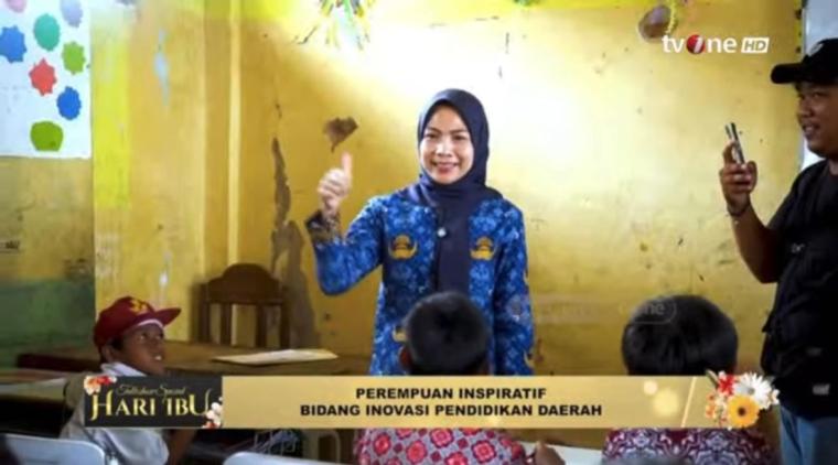 Tangkapan layar tayangan Bupati Serang Ratu Zakiyah tentang inovasi pendidikan daerah yang dipublis TVone